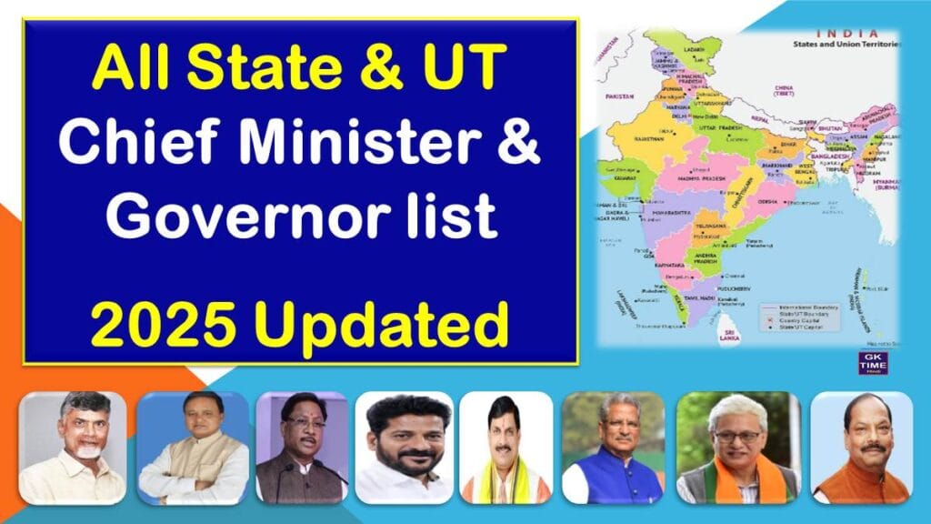 CM and Governor List 2025 [All States and Union Territories] – GK Time ...