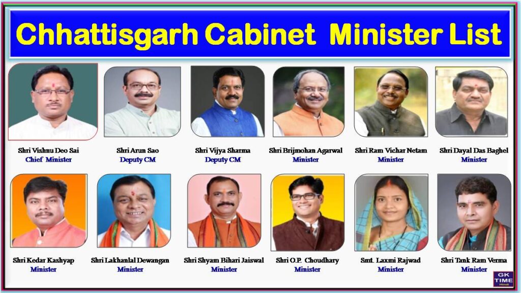 CG Minister List 2024 GK Time Hindi