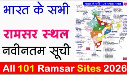 India All 101 Ramsar Sites with map