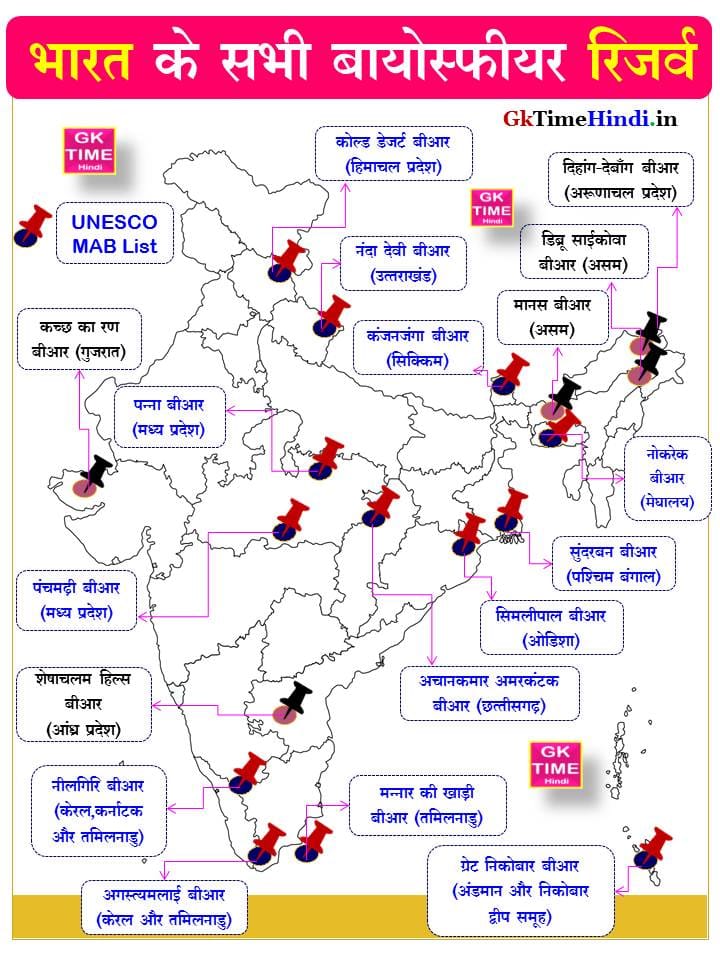 India all Biosphere Reserve in Map