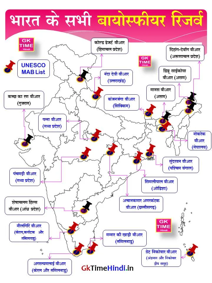 India all Biosphere Reserves Map State wise India all Biosphere Reserves Map State wise