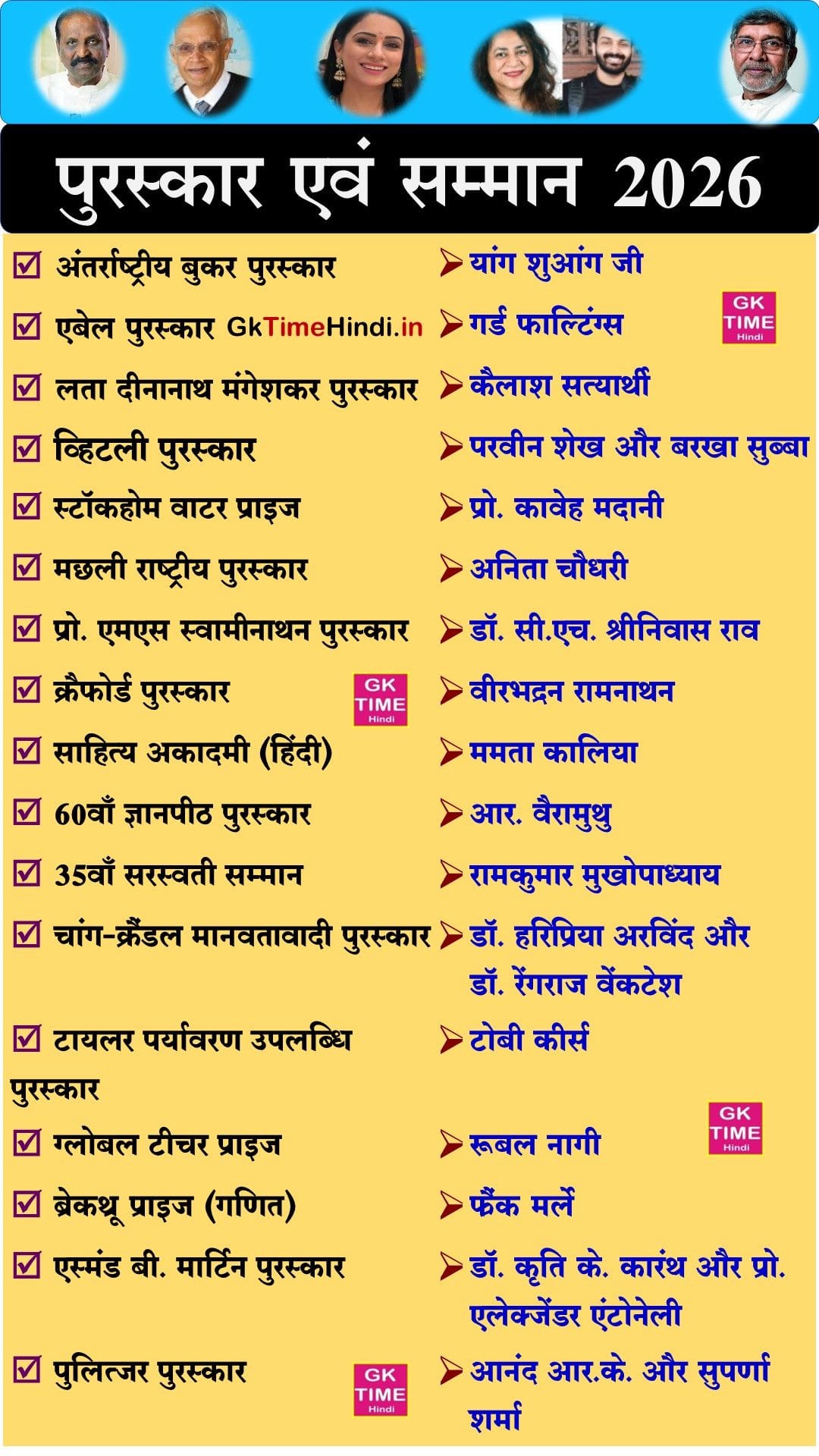 puraskar aur samman 2026
