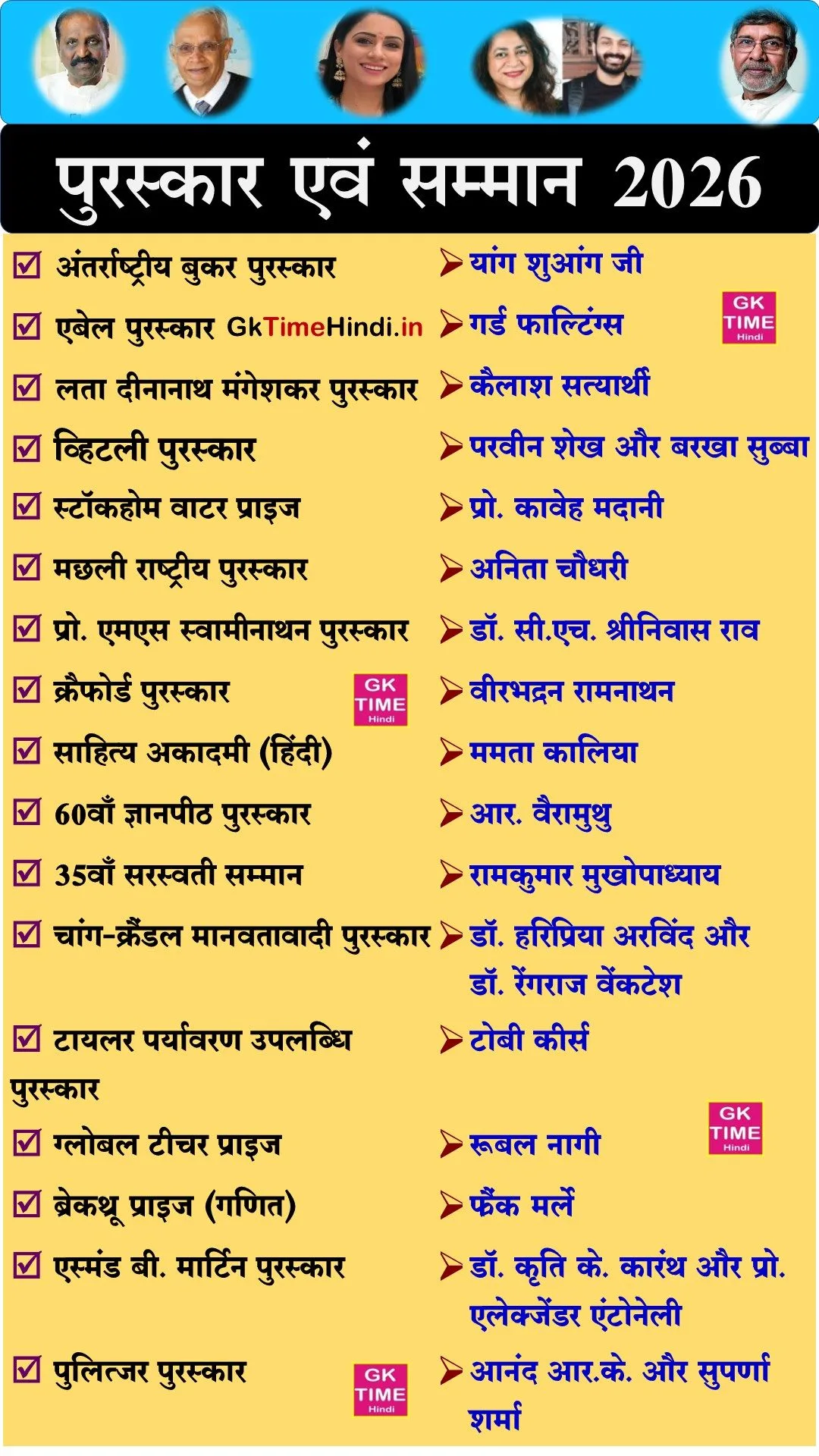 puraskar aur samman 2026